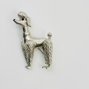 Vintage Boucher Poodle Brooch – Silver-Tone Mid-Century Dog Pin